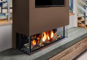 Enclave direct vent bay peninsula gas fireplace