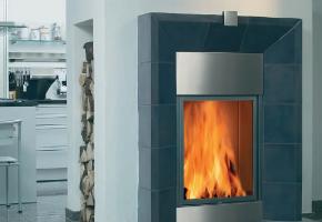 Contemporary Spartherm wood burning fireplace