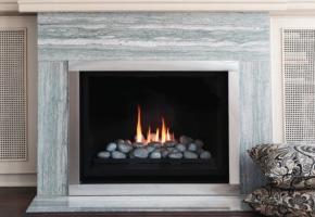 Tradiotional flush face fireplace with logset